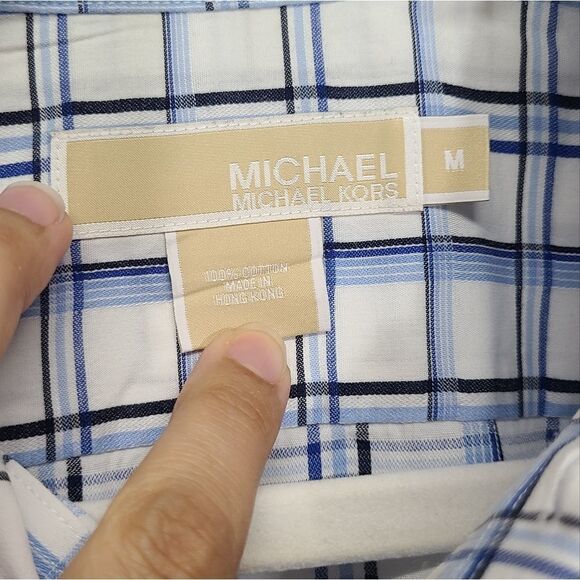 Michaelā Kors Men'sĀ Button Down Blue/WhiteāShirt SizeāMedium - Picture 7 of 8